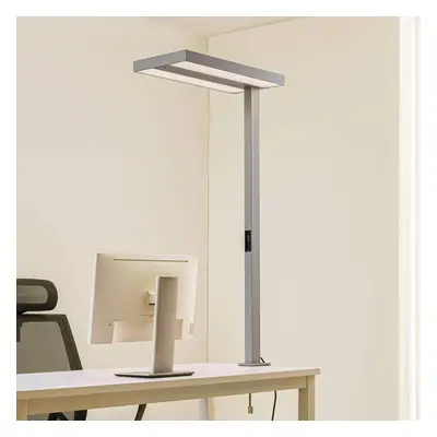 Arcchio LED-Büro-Klemmleuchte Logan, silber, dimmbar, Sensor
