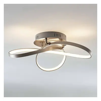 Lindby LED-Deckenlampe Saliha, nickelfarben, Metall, dimmbar