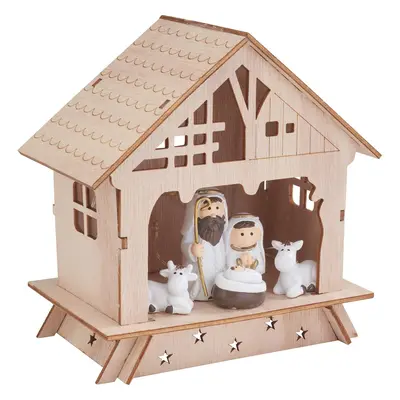 Décoration à emboîter en bois VBS « Crèche et santons »