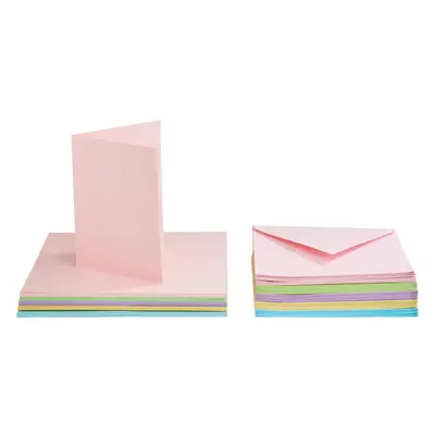 Cartes doubles et enveloppes VBS « Couleurs pastel », A6, 50 pc.