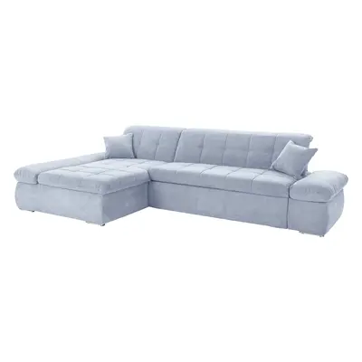 DOMO collection Ecksofa "Moric Luxus - B/T/H 300/172/80 cm, XXL-Format" L-Form, 140kg Belastung/Sitz, Chenilleoptik, pastelblau