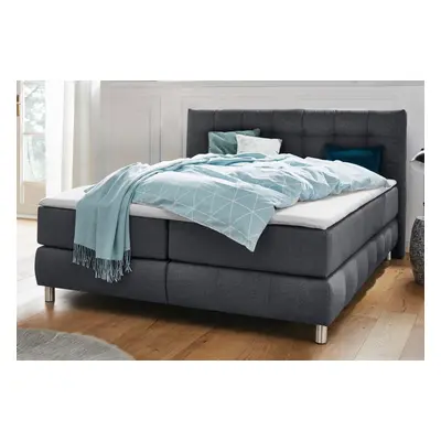 Home affaire Boxspringbett "Salo XXL" in Samtoptik oder Struktur, 6 Breiten in Überlänge 220cm, 4 Härtegrade