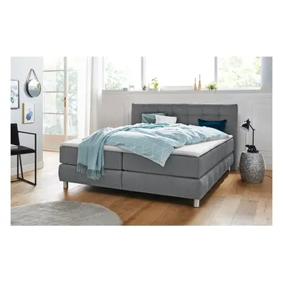 Home affaire Boxspringbett "Salo XXL" in Samtoptik oder Struktur, 6 Breiten in Überlänge 220cm, 4 Härtegrade