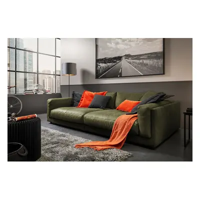 KAWOLA Big Sofa RAINA Leder olivgrün