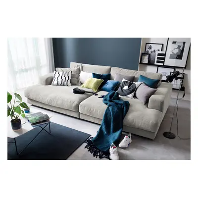 KAWOLA Big Sofa MADELINE Stoff silber