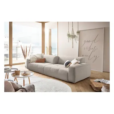 KAWOLA Big Sofa PALACE 3-Sitzer mit Sitztiefenverstellung Cord steingrau